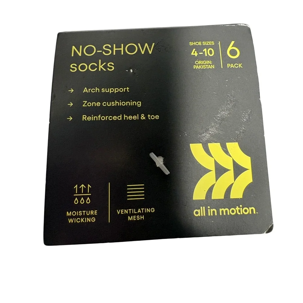 All in Motion Womens No-Show Athletic Socks 6 Pack Gray White 4-10